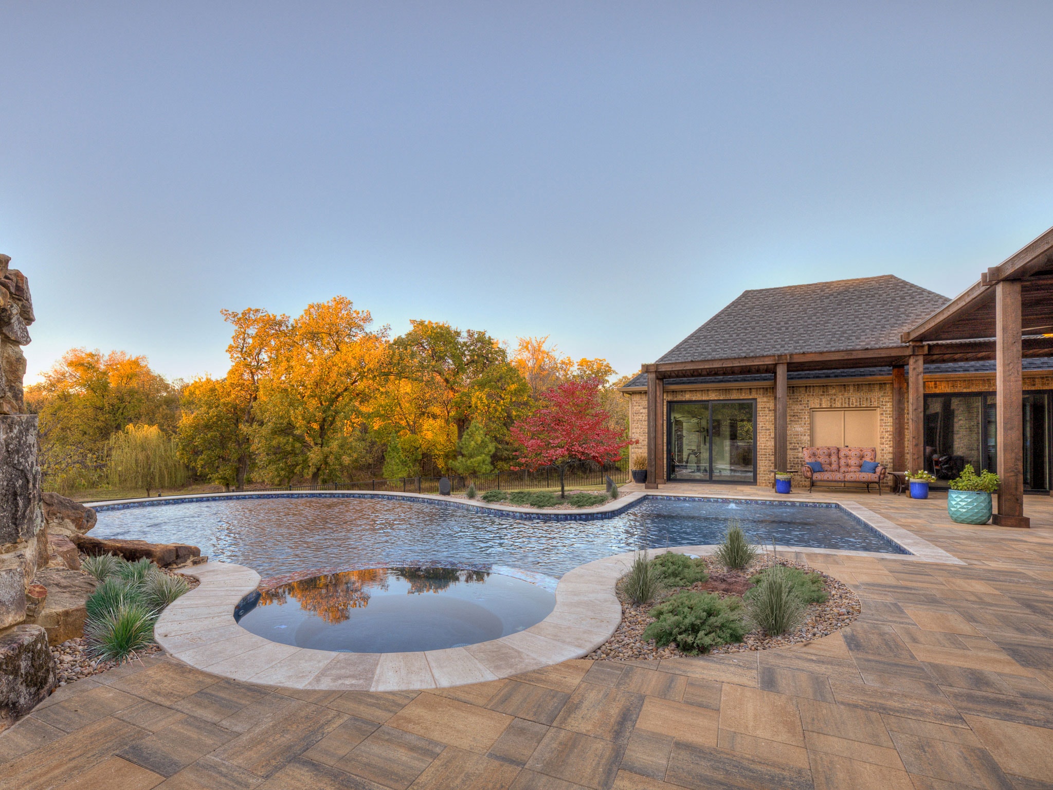 Coltrane Road pool with autumn foliage